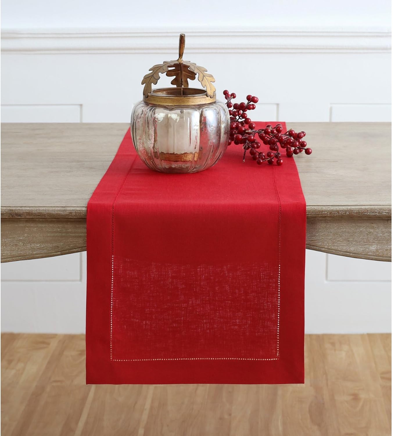 Elegant 100% Pure Linen Red Table Runner for Holiday Decor