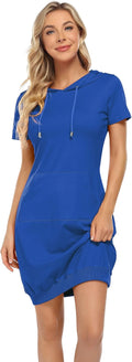 MISSKY Women's Pullover Hooded Kangaroo Pocket Sweatshirt Dress