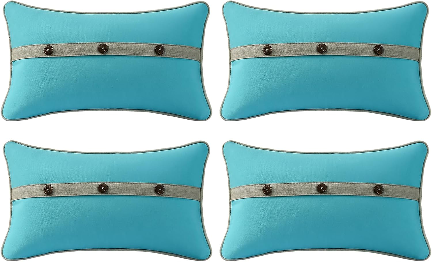 Outdoor Sunbrella Decorative Pillows with Triple Coconut Buttons