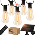 GHUSTAR 50ft Solar Outdoor String Lights with Remote - Durable Patio