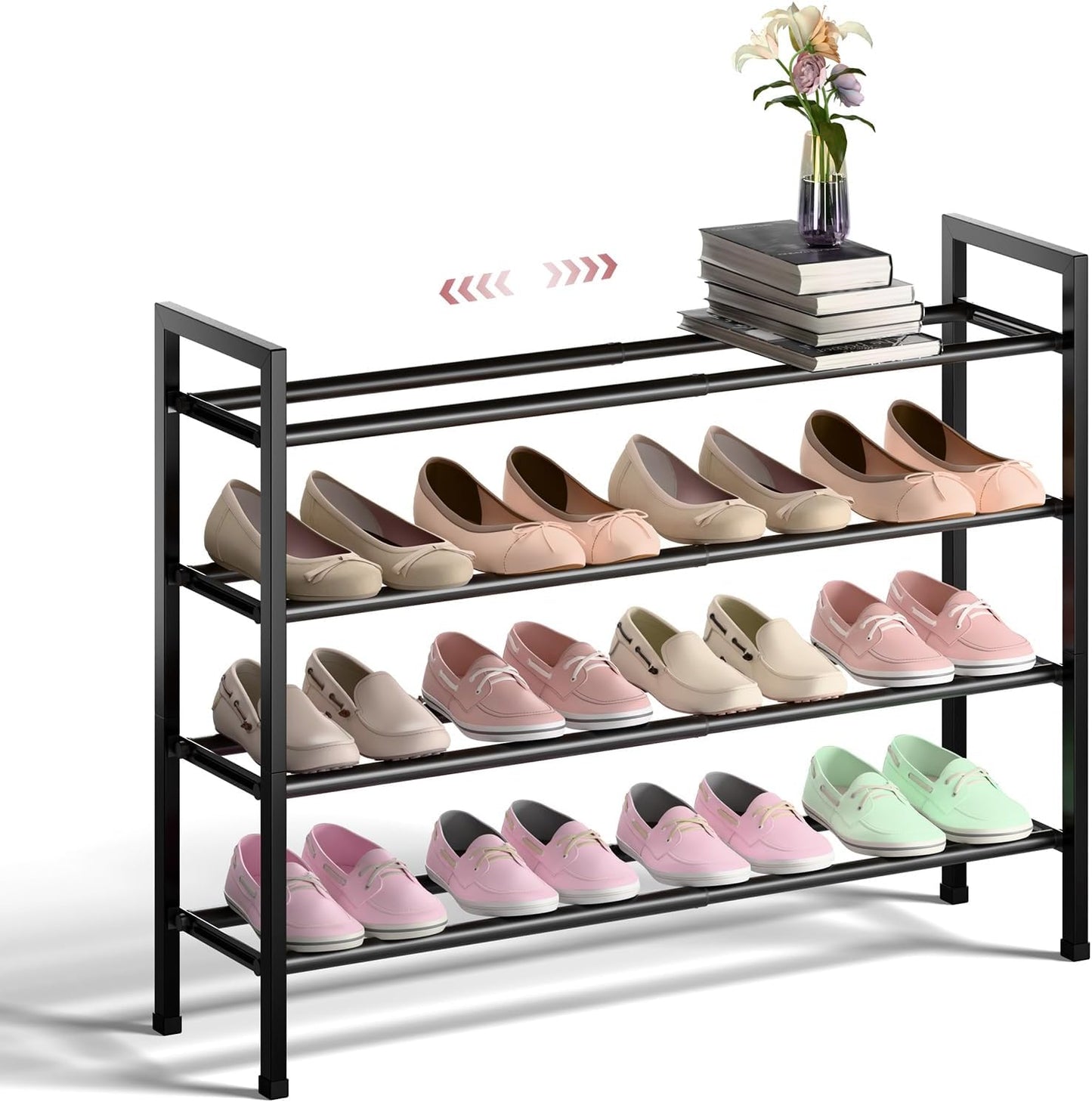 Expandable 4-Tier Shoe Rack for Closet and Small Spaces