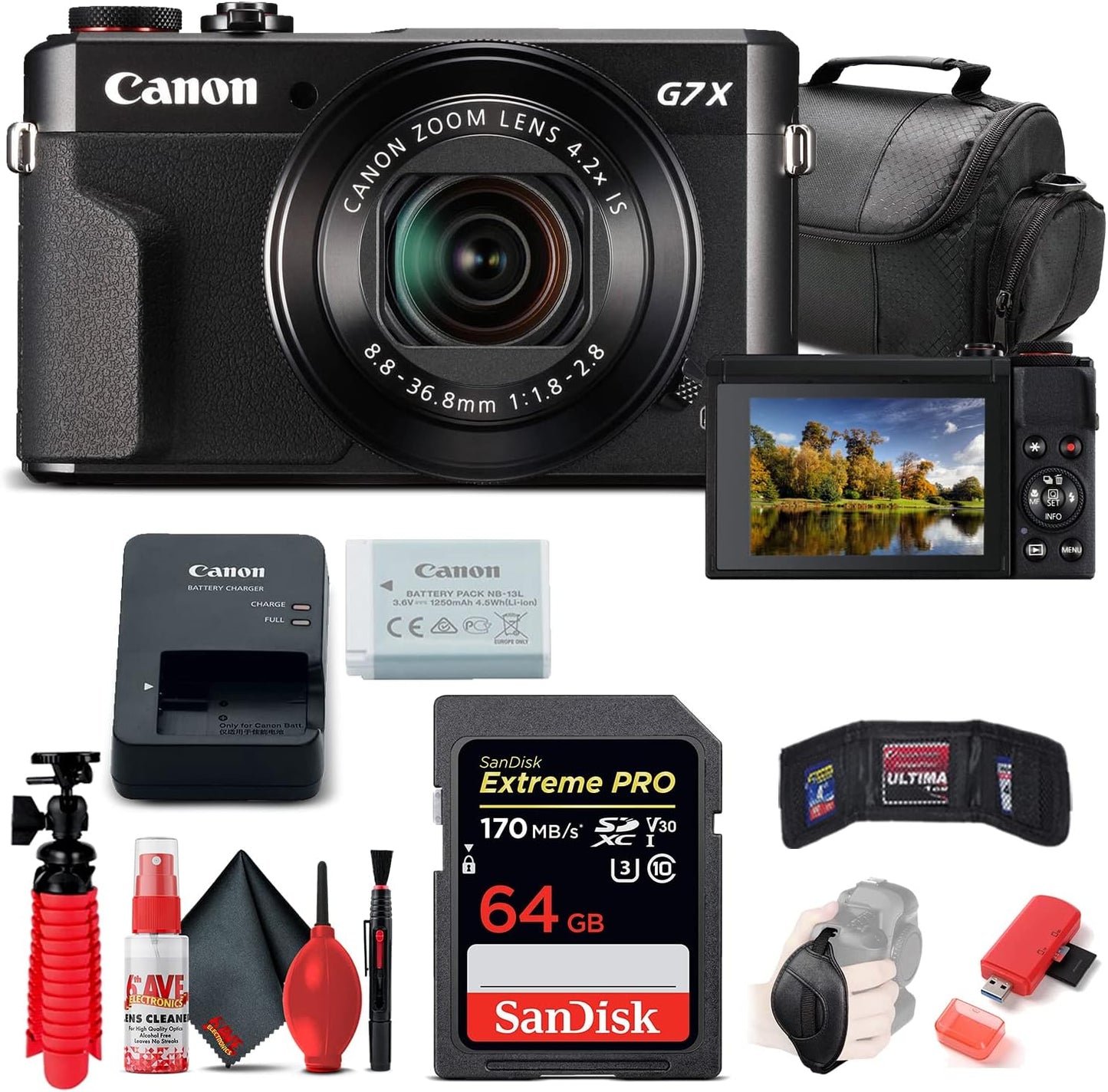 Canon PowerShot G7 X Mark II Digital Camera Bundle with Accessories