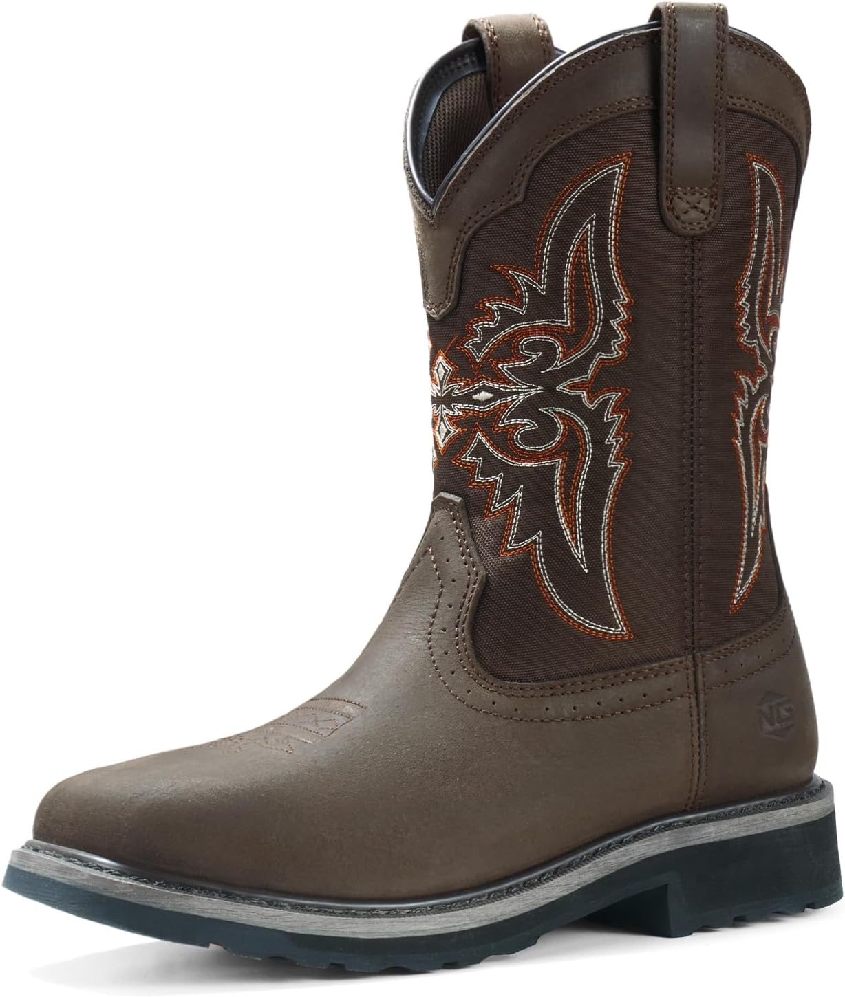 NINGO Men's Cowboy Boots: Comfortable Steel Toe Work Boots