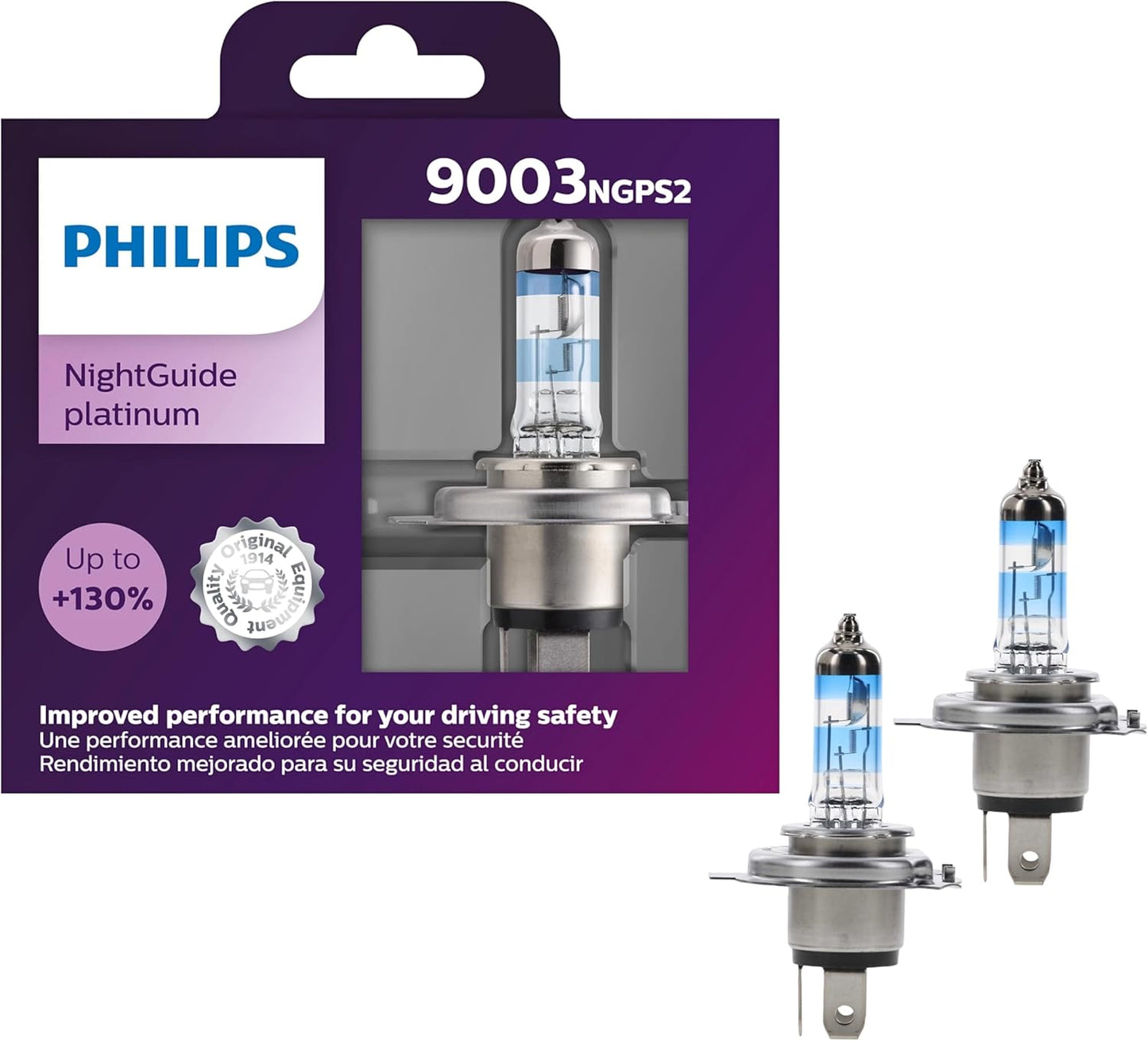 Philips 9003 NightGuide Platinum Headlight Bulb for Safety