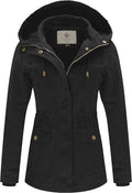 WenVen Women's Cotton Military Jacket with Detachable Hood