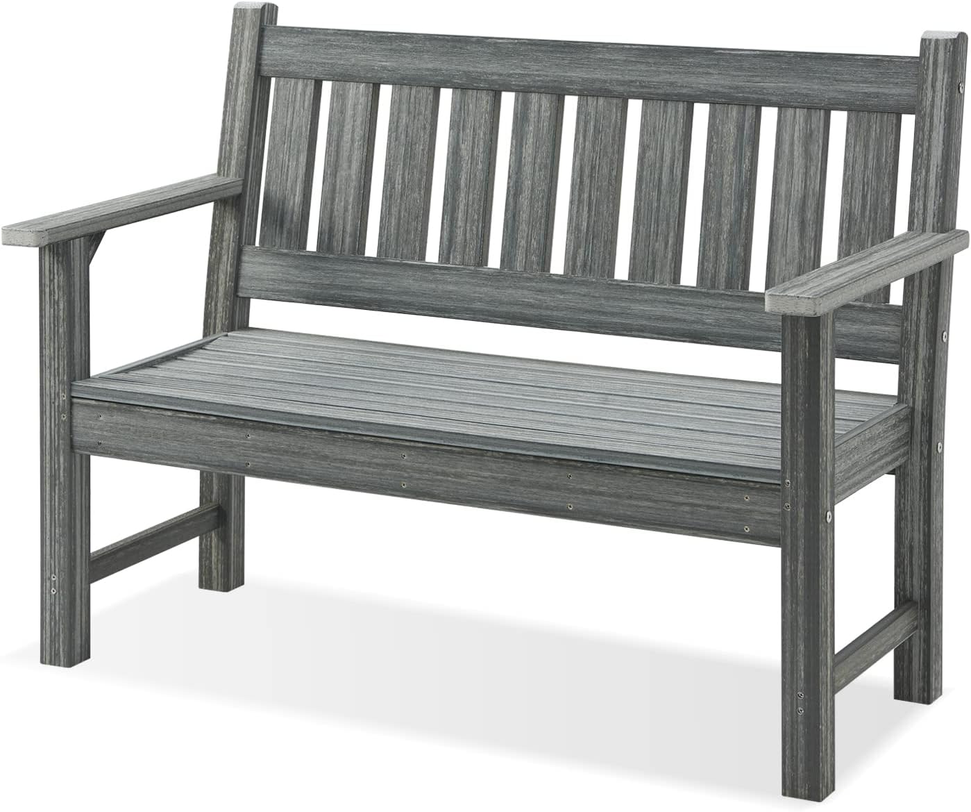 Outdoor Bench for 2-Person Garden, Durable Poly Lumber Design