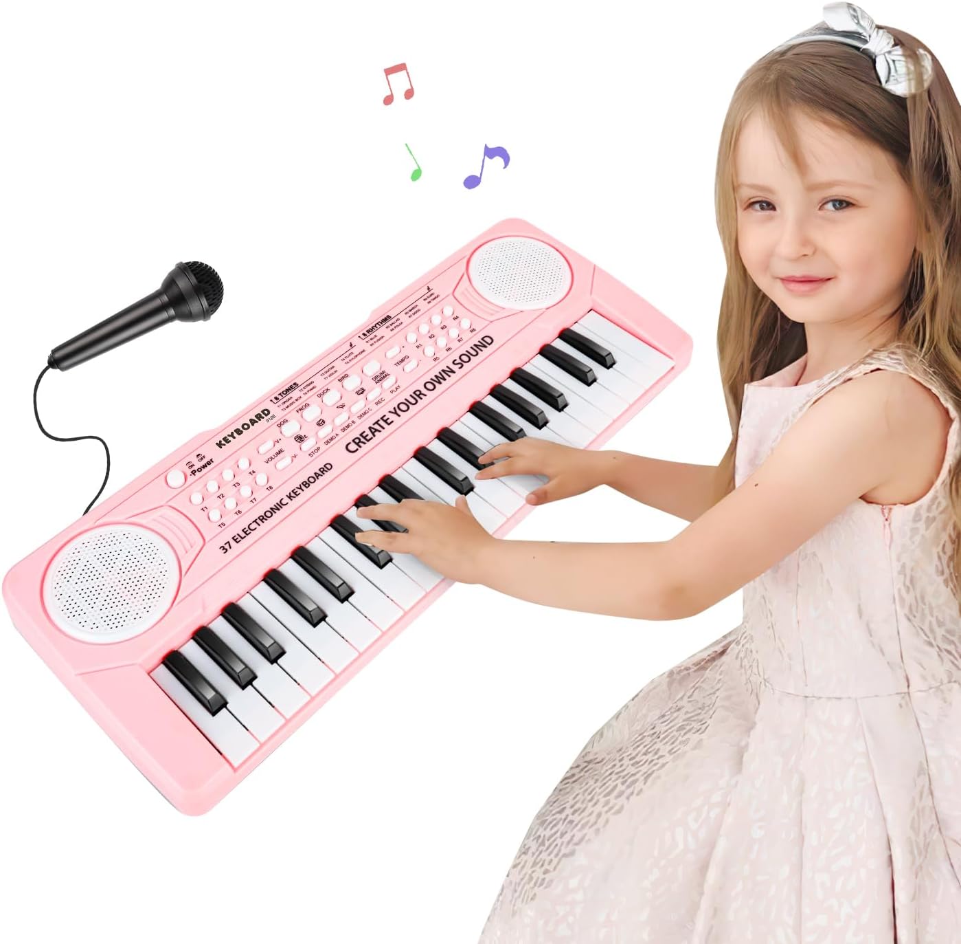Interactive Kids Piano with Microphone - Musical Toy for Girls