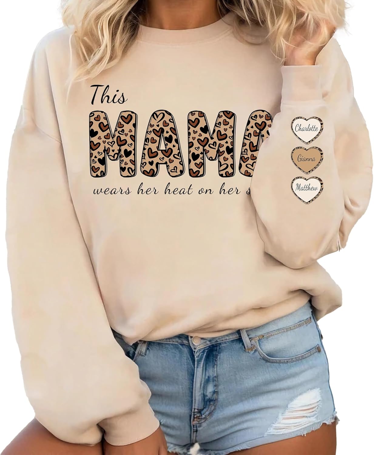 Custom Heartfelt Mama Sweatshirt, Personalized Mother's Day Gift