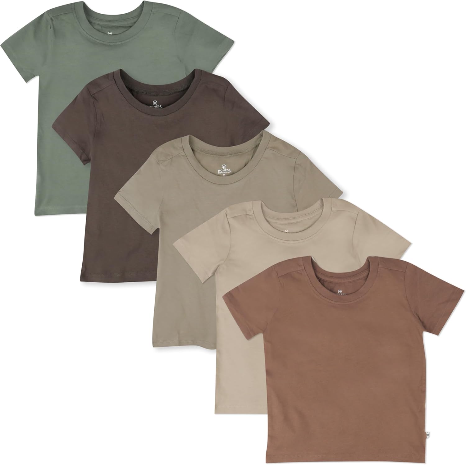 HonestBaby Unisex-Baby 5-Pack Short Sleeve T-Shirts for Kids
