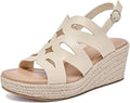Women's Extra Wide Wedge Sandals - Platform Ankle Strap Comfort