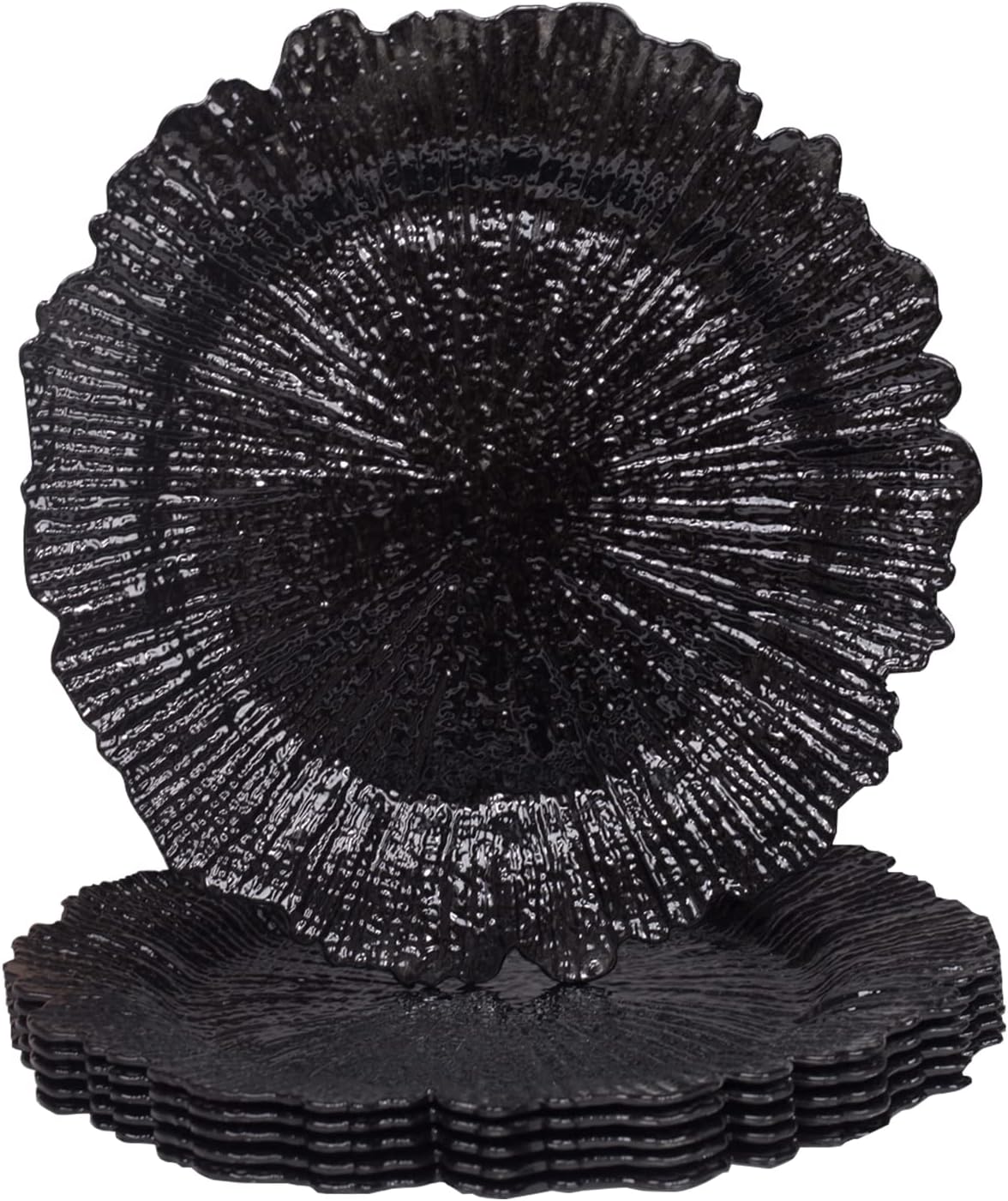 MAONAME Black Charger Plates Set of 6 for Elegant Table Decor