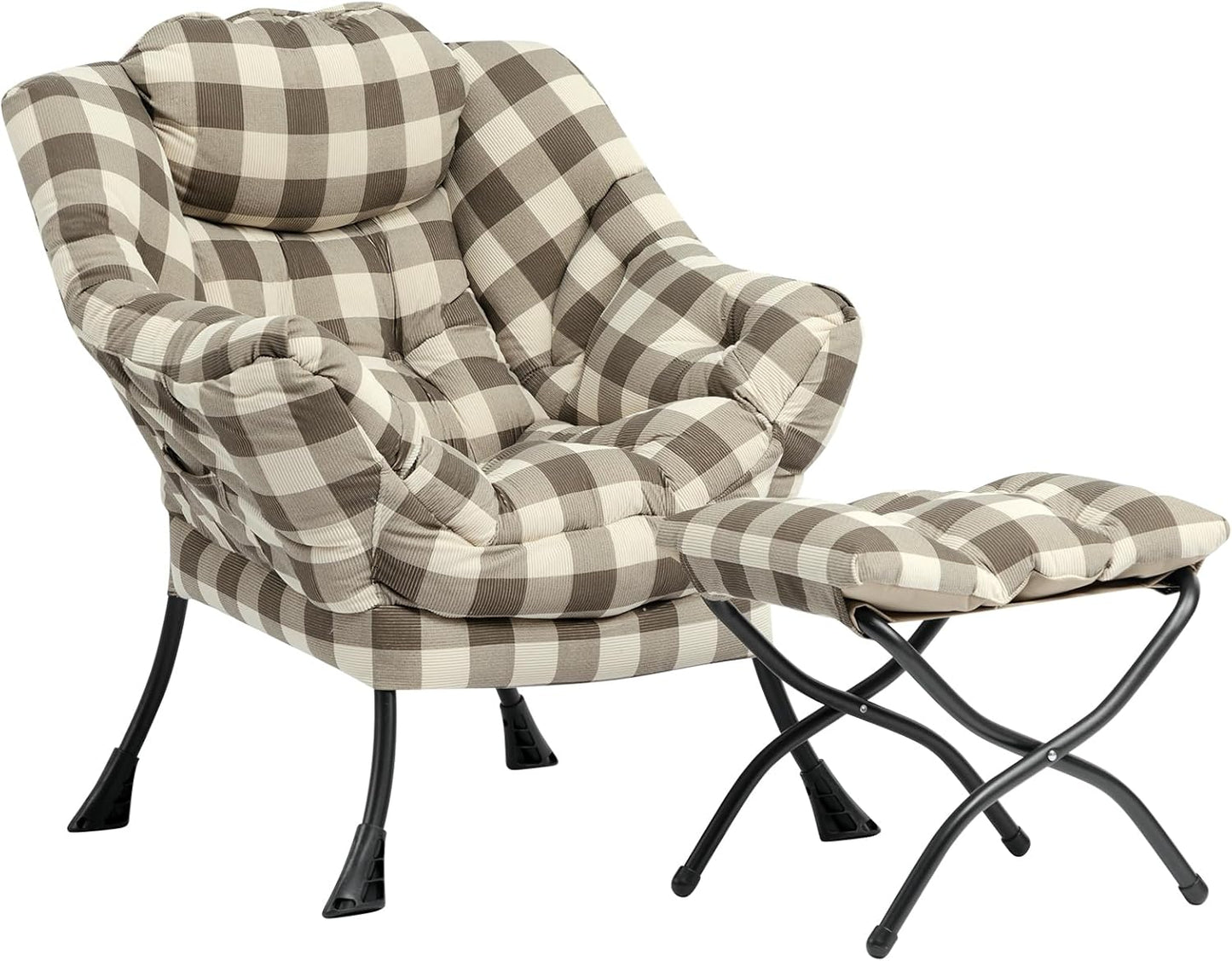HollyHOME Lazy Chair with Foldable Ottoman for Ultimate Comfort