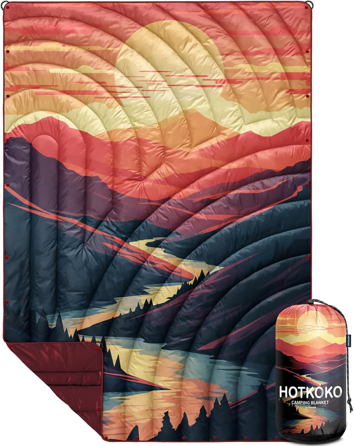 Lightweight Puffy Printed Camping Blanket for Outdoor Adventures