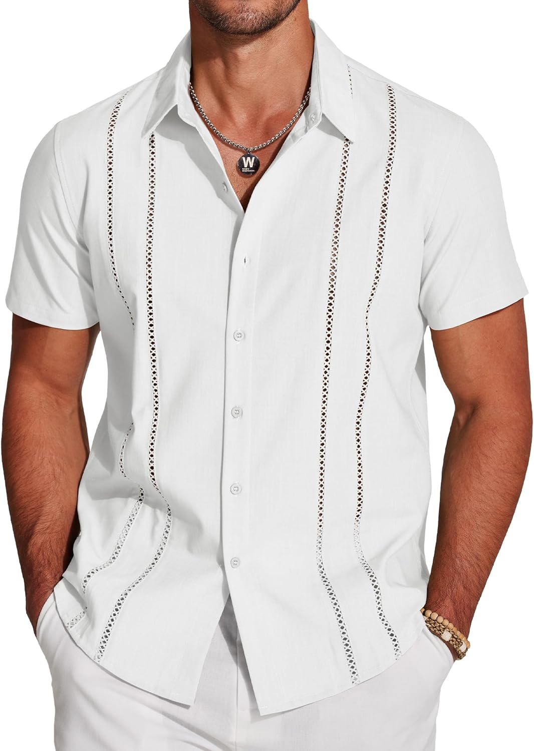 COOFANDY Men's Cuban Guayabera Shirt for Summer Casual Style