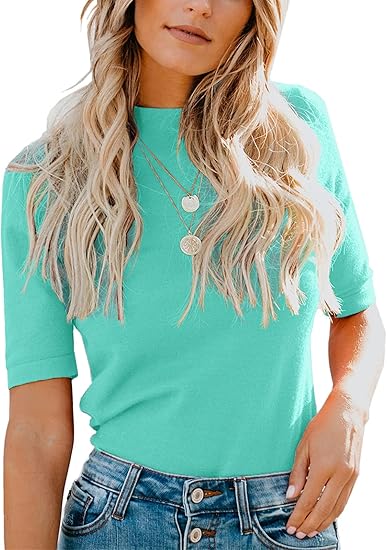 LIYOHON Womens Tops Dressy Casual Summer Cute Mock Turtleneck