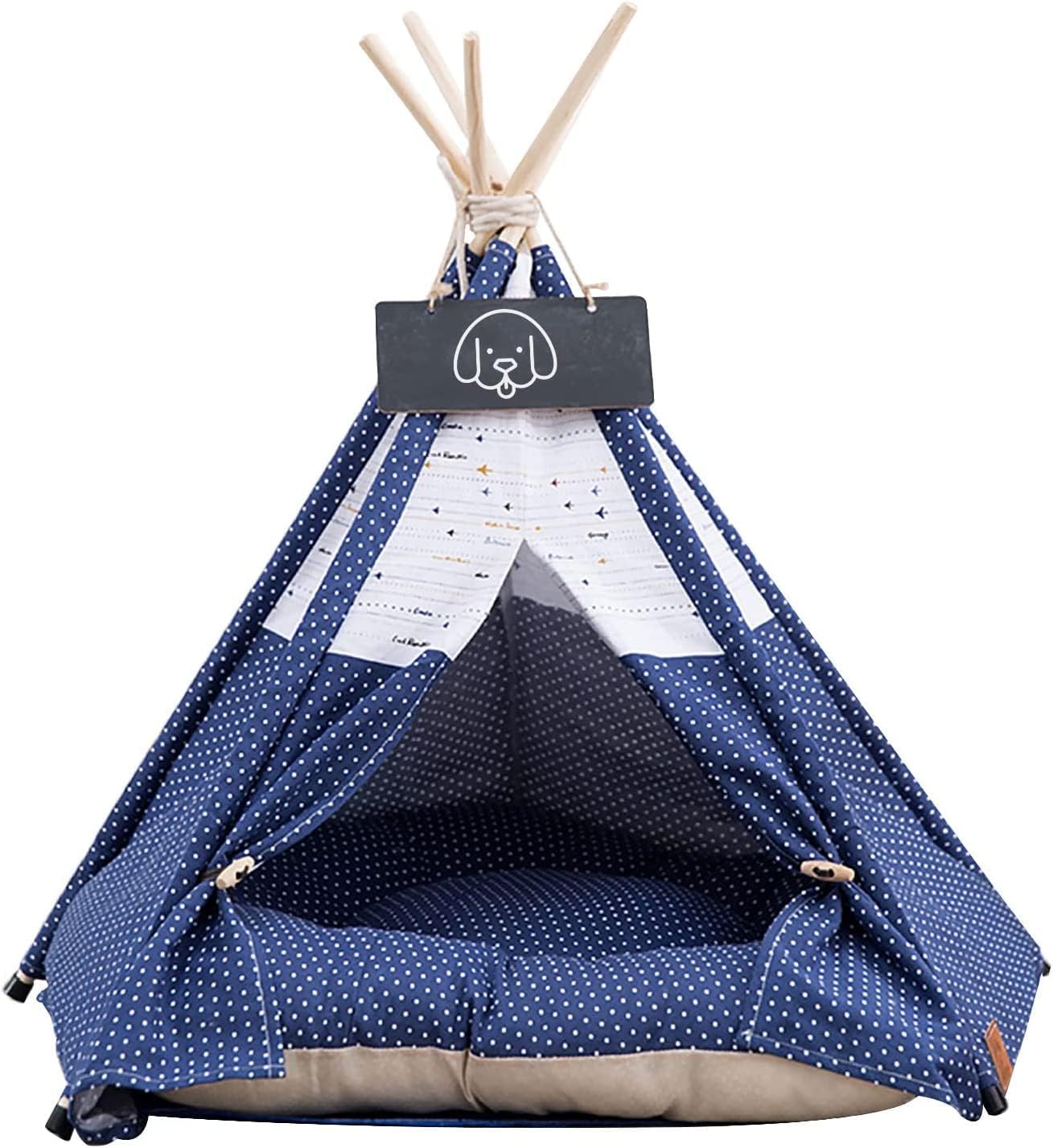 Portable Luxe Pet Teepee with Cushion - Airplane Theme