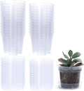 4 Inch Clear Plastic Plant Pot with Drainage Holes - Set of 24