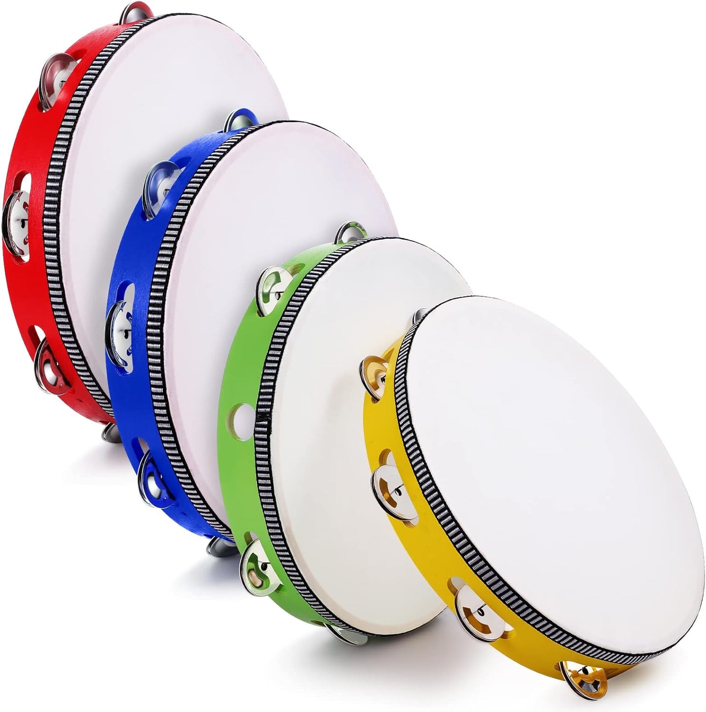 4 Pcs 10 Inch Tambourines for Adults - Perfect Musical Gifts
