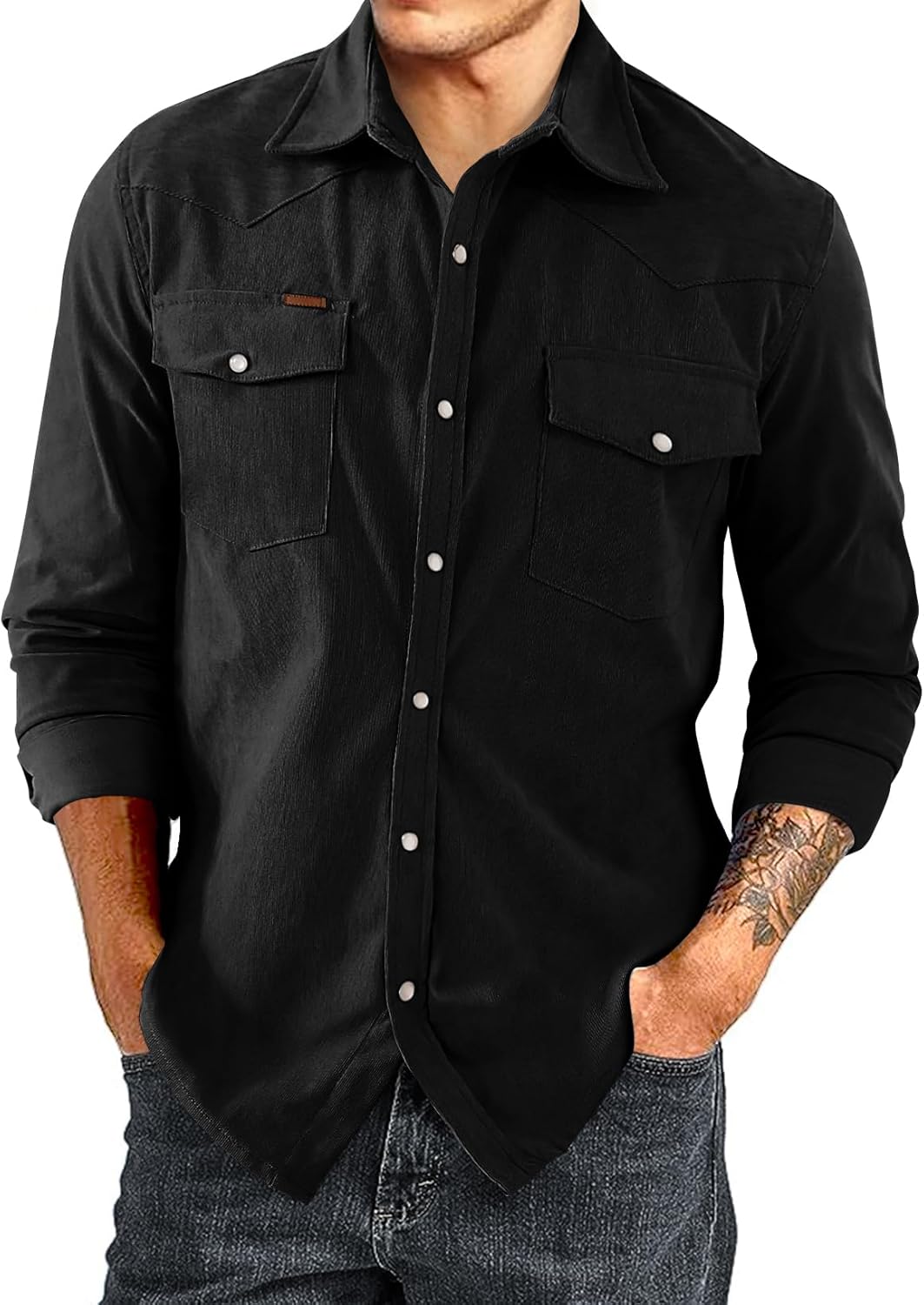 JMIERR Men's Corduroy Shirts for Casual Western Style Wear