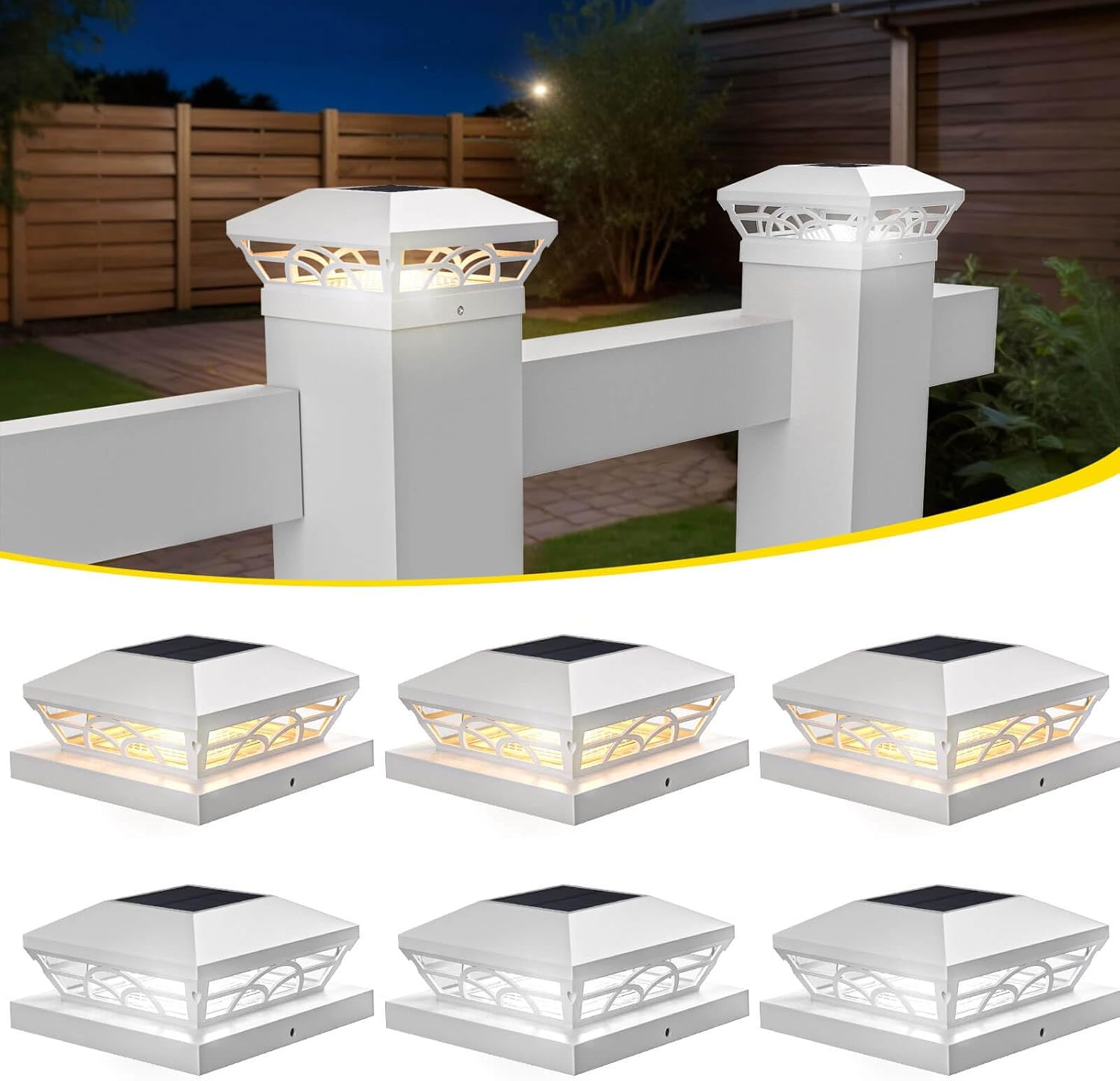 T-SUN Solar Post Cap Lights - Bright Outdoor Fence Lighting