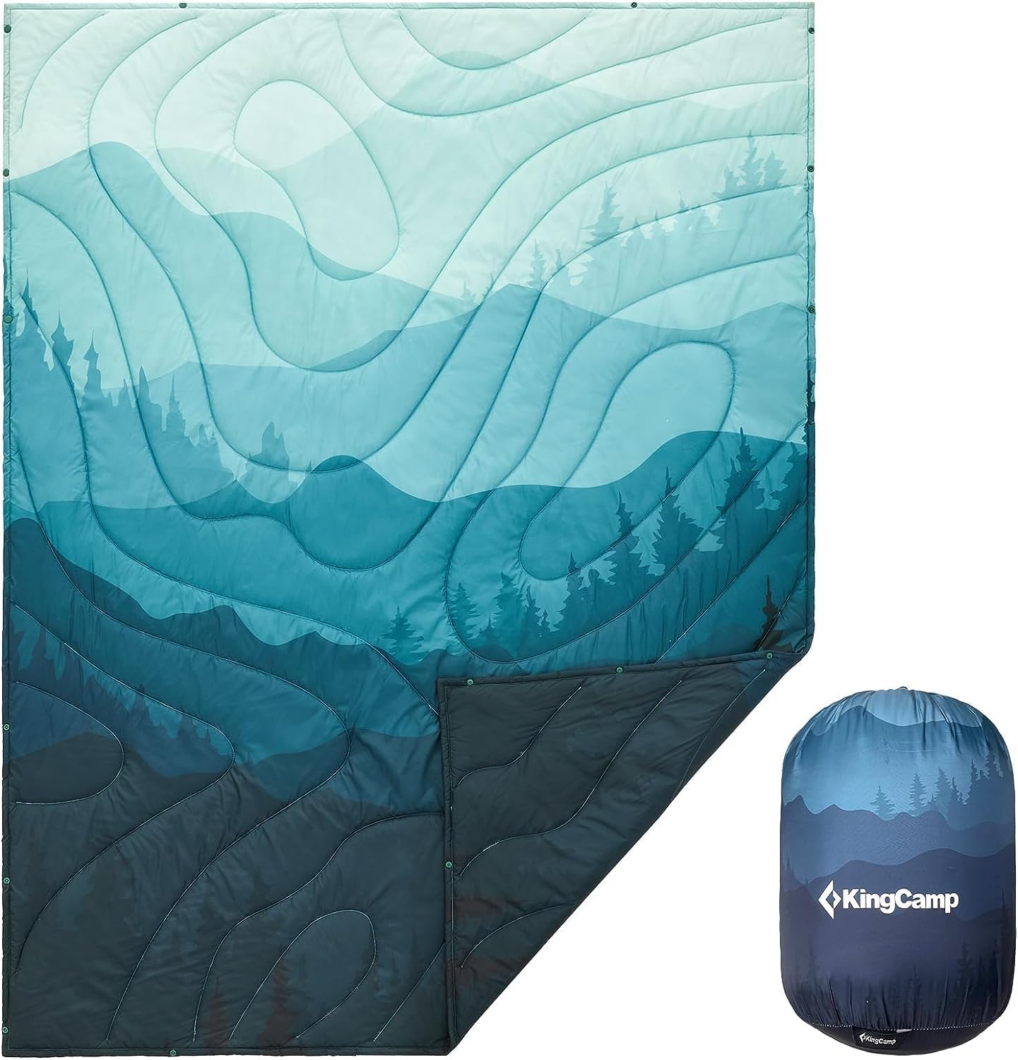 KingCamp Portable Puffy Camping Blanket - Warm & Lightweight - 79 x 57 - Cyan