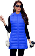 Long Puffer Vest for Women with Hood - Lightweight Packable Vest