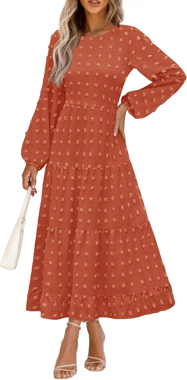 Elegant Long Sleeve Maxi Dress for Women - Flowy Casual Style