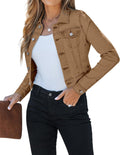 luvamia Cropped Jean Jacket for Women - Fitted Lightweight Shacket