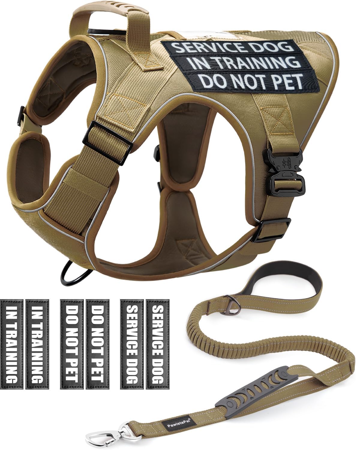 Reflective Service Dog in Training Vest Harness Set for Large Dogs