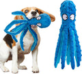 Octopus Squeaky Dog Toy Plush Chew Toy - Interactive Tug & Teething