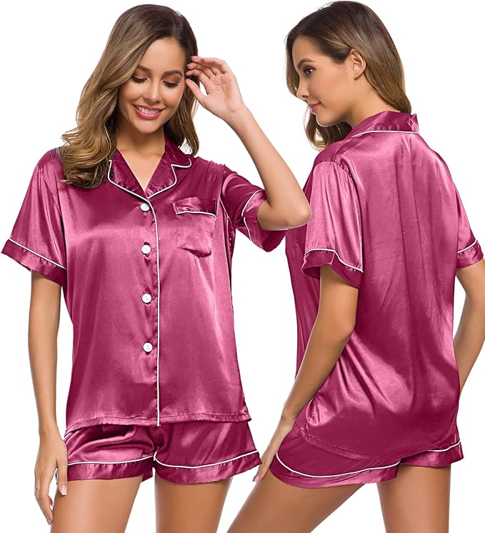 SWOMOG Womens Silk Satin Pajamas Set for Ultimate Comfort