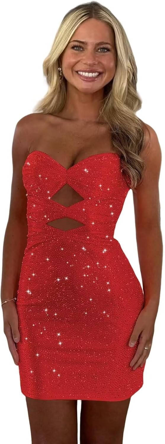 Sparkly Sequin Homecoming Dresses for Teens - Strapless Style