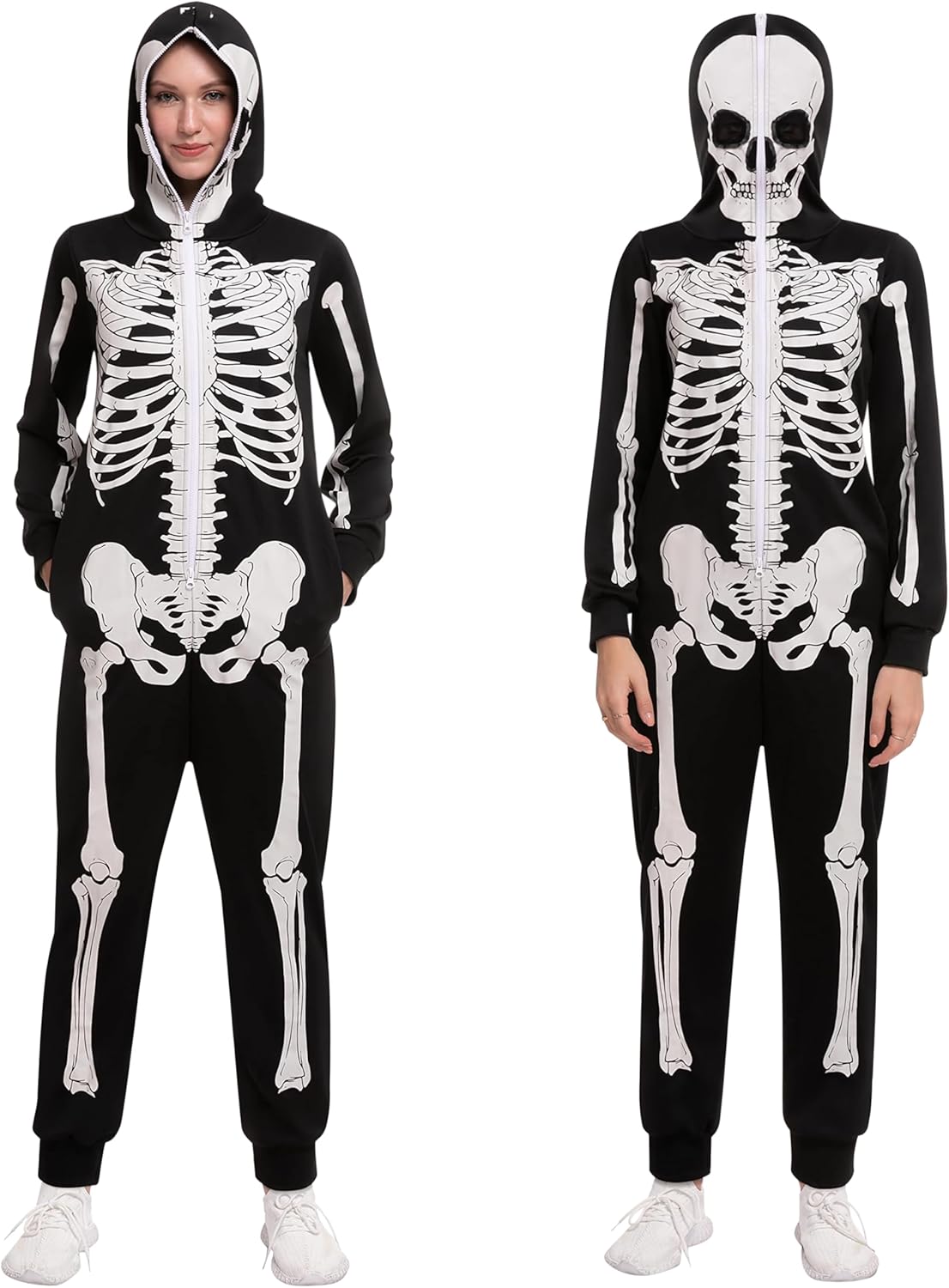 Skeleton Pajama Jumpsuit for Women Halloween Cosplay Fun