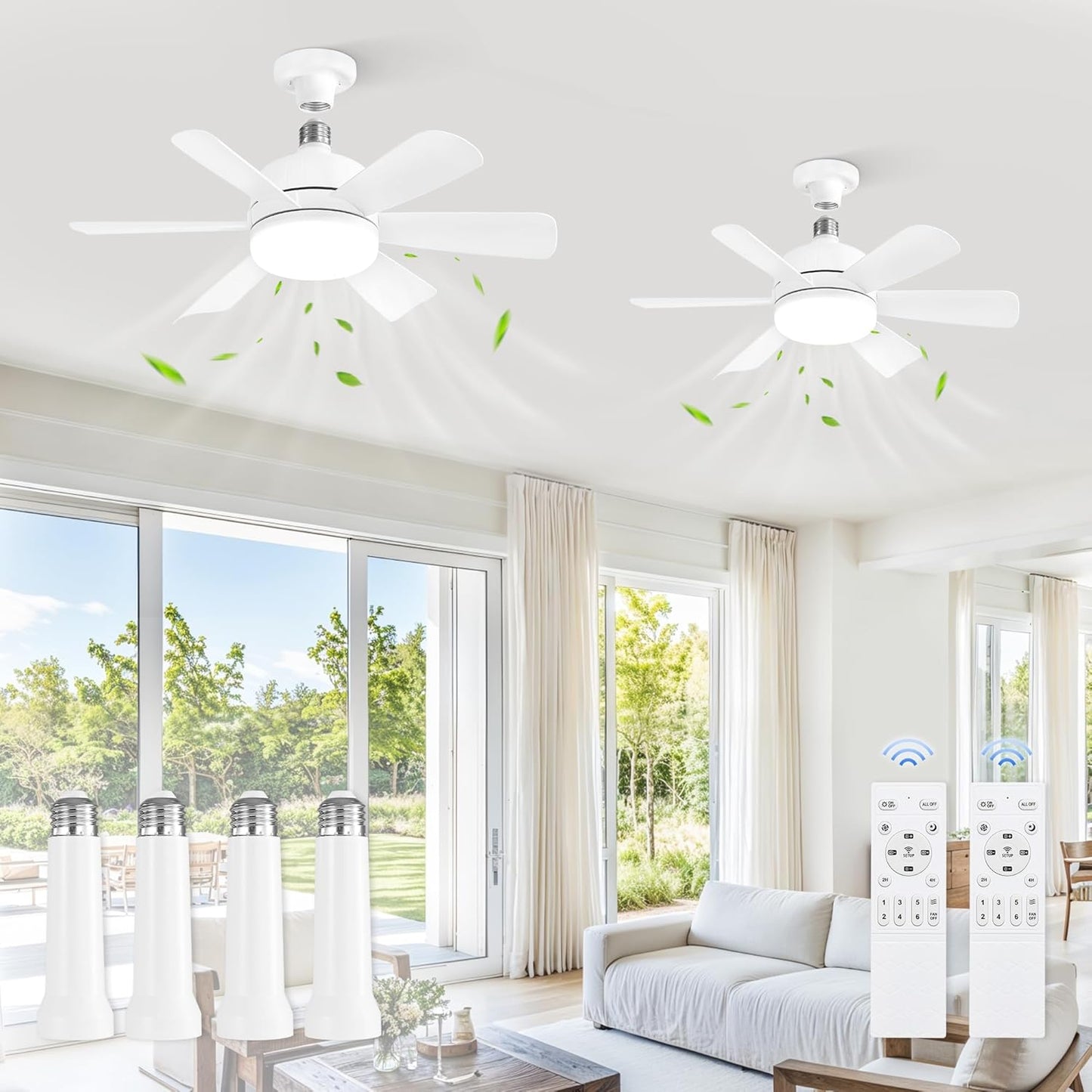 ZMISHIBO 2 Pack 17.9 Inch Socket Fan Light with Remote Control