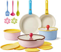 CAROTE 20pcs Ceramic Cookware Set Detachable Handle - Space-Saving