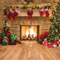 Christmas Photography Backdrop 10x10 ft - Realistic Fireplace Scene