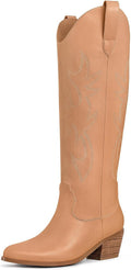 Cowgirl Boots Knee High Wide Calf Pointed Toe - Comfortable Style