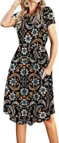 Simier Fariry Womens Summer Pocket Knee Length Casual Dress