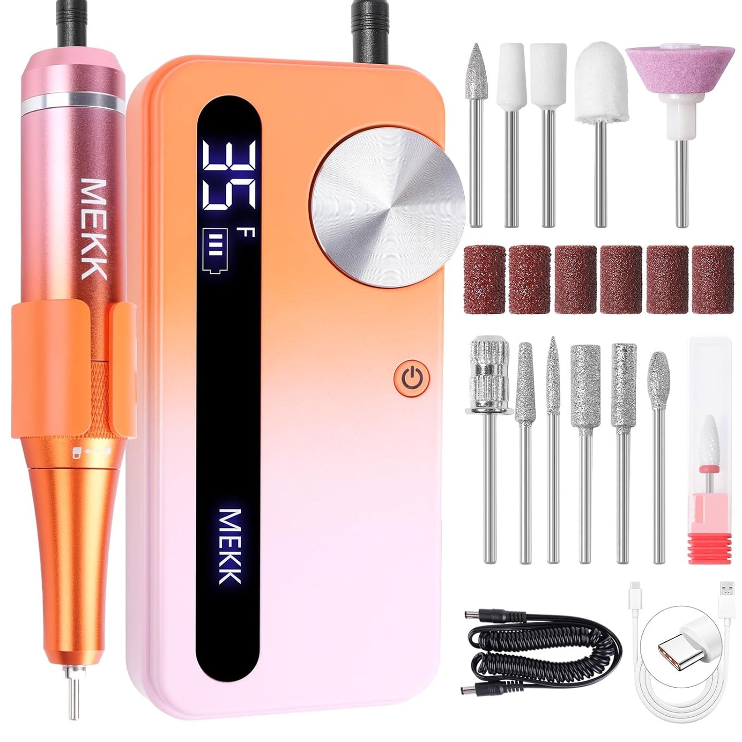 MEKK Nail Drill Kit with 35000RPM Speed for Professionals