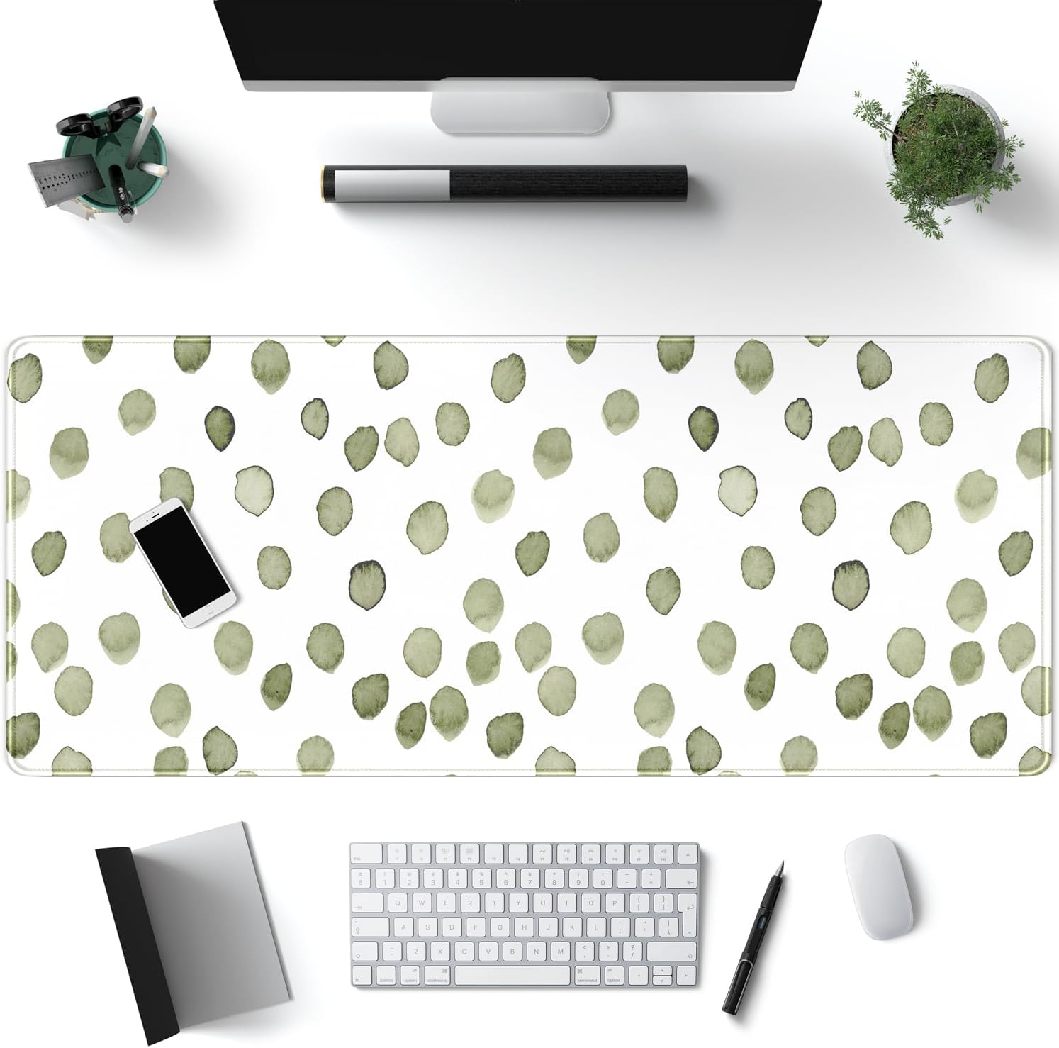 XL Green Polka Dot Desk Mat - Stylish Office Upgrade