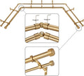 Warm Gold Double Bay Window Curtain Rods with Aluminum Finials - Dual