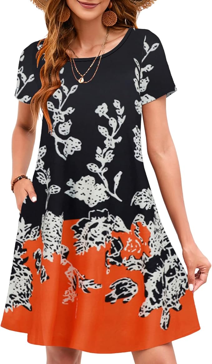 Sherosa Womens Summer Floral Print Sleeveless Sundress for Casual Wear