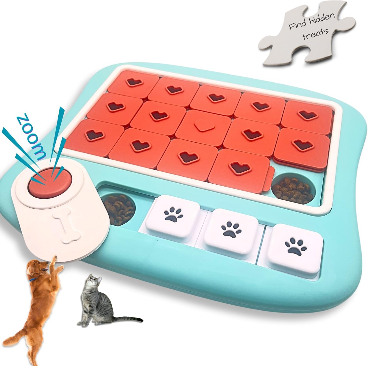 DUDULOVY IQ Dog Treat Puzzle - Level 3, Squeaky Button Design