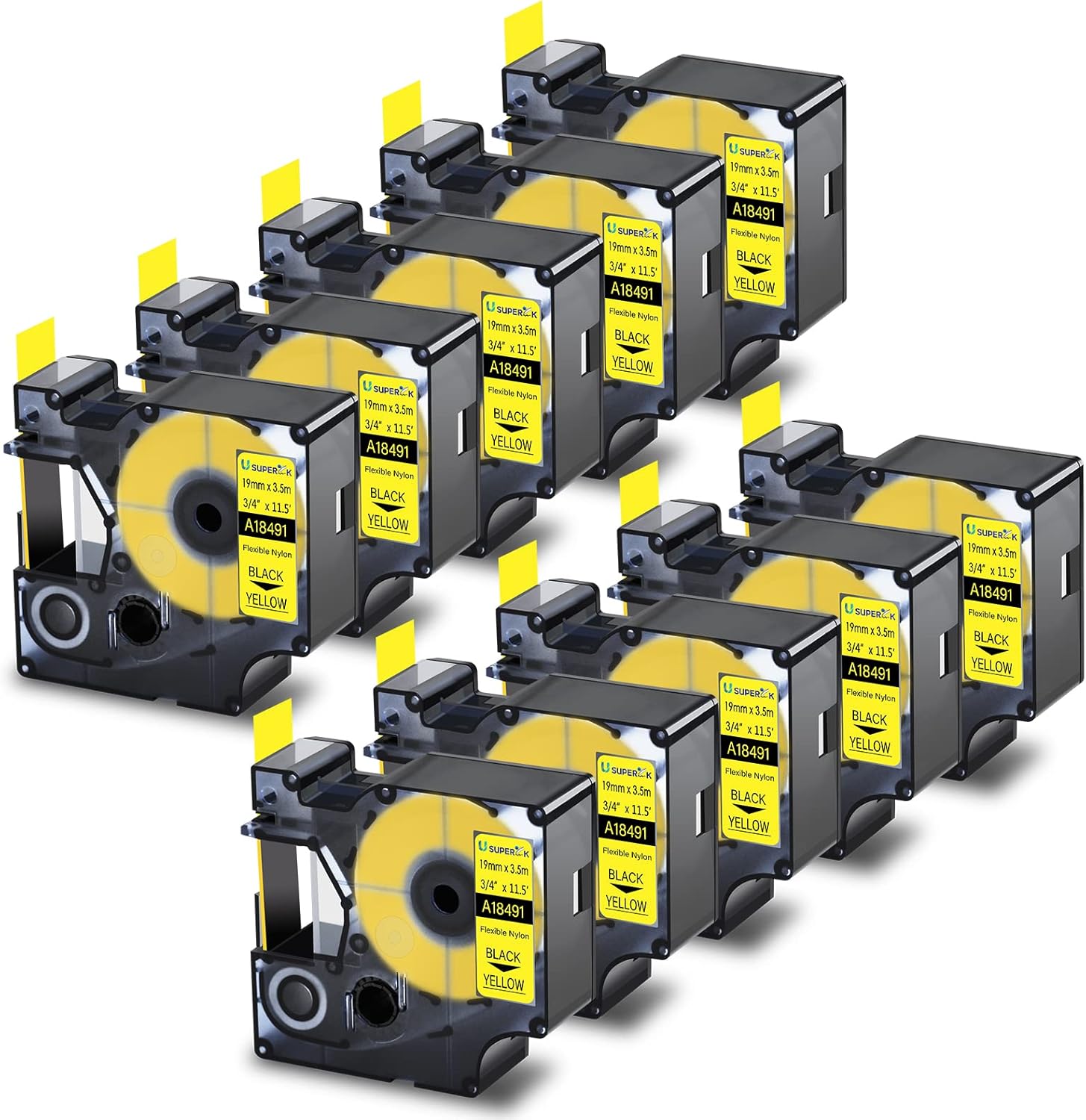 USUPERINK 10 Pack Compatible for Dymo Rhino Label Tapes