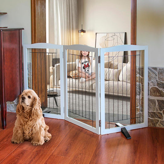 Dog Fence Indoor - 3-Panel Freestanding Dog Gate for Home