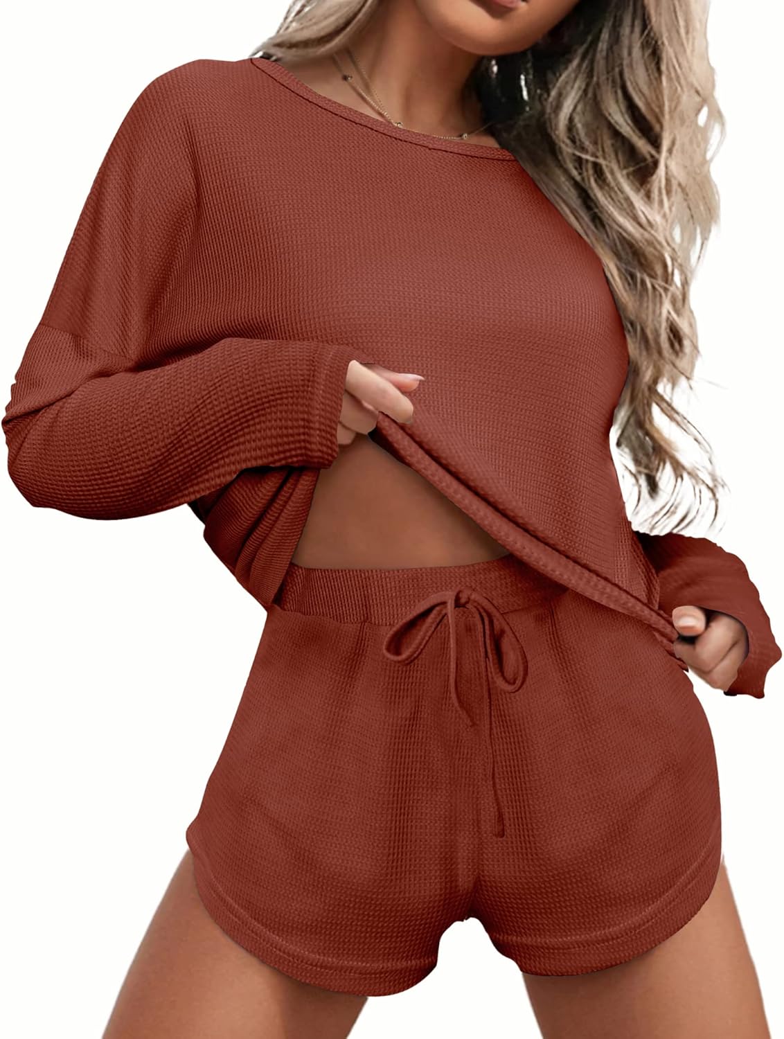 Ekouaer Womens Waffle Knit Pajama Sets for Ultimate Comfort