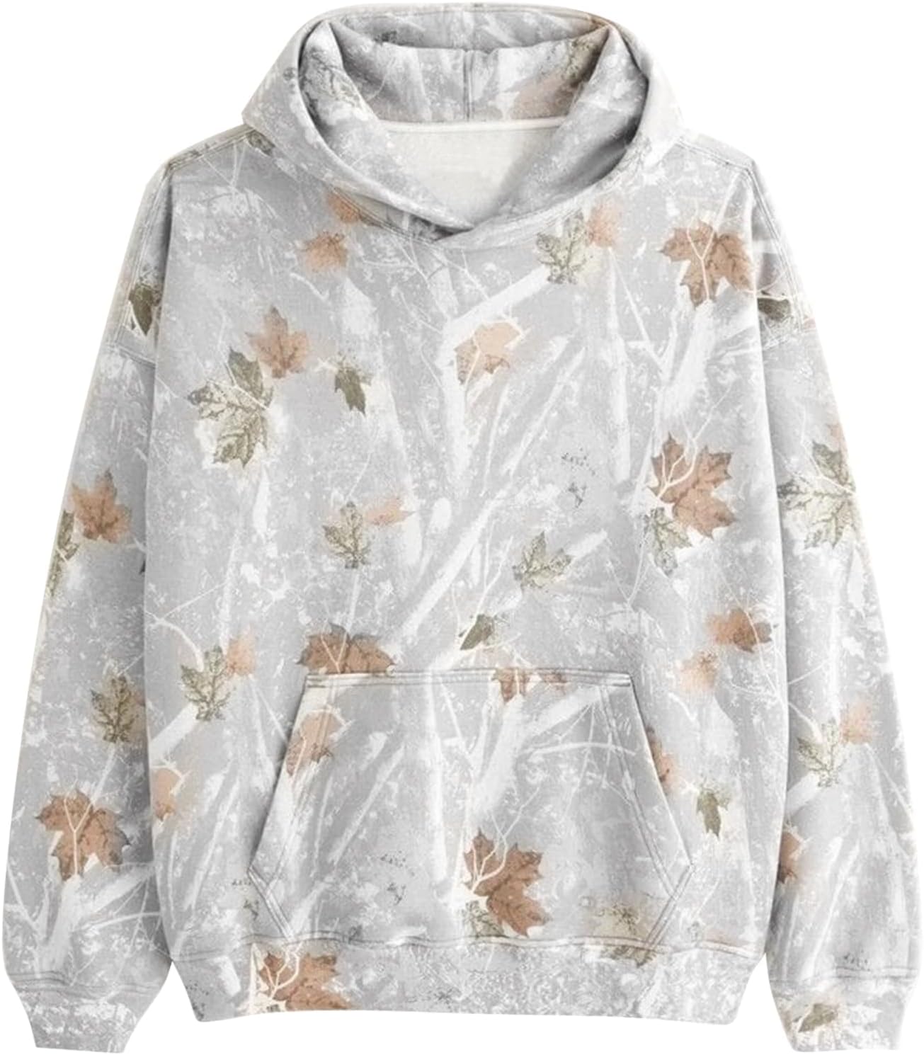 Oversized Camo Leaf Hoodie - Lightweight & Cozy!