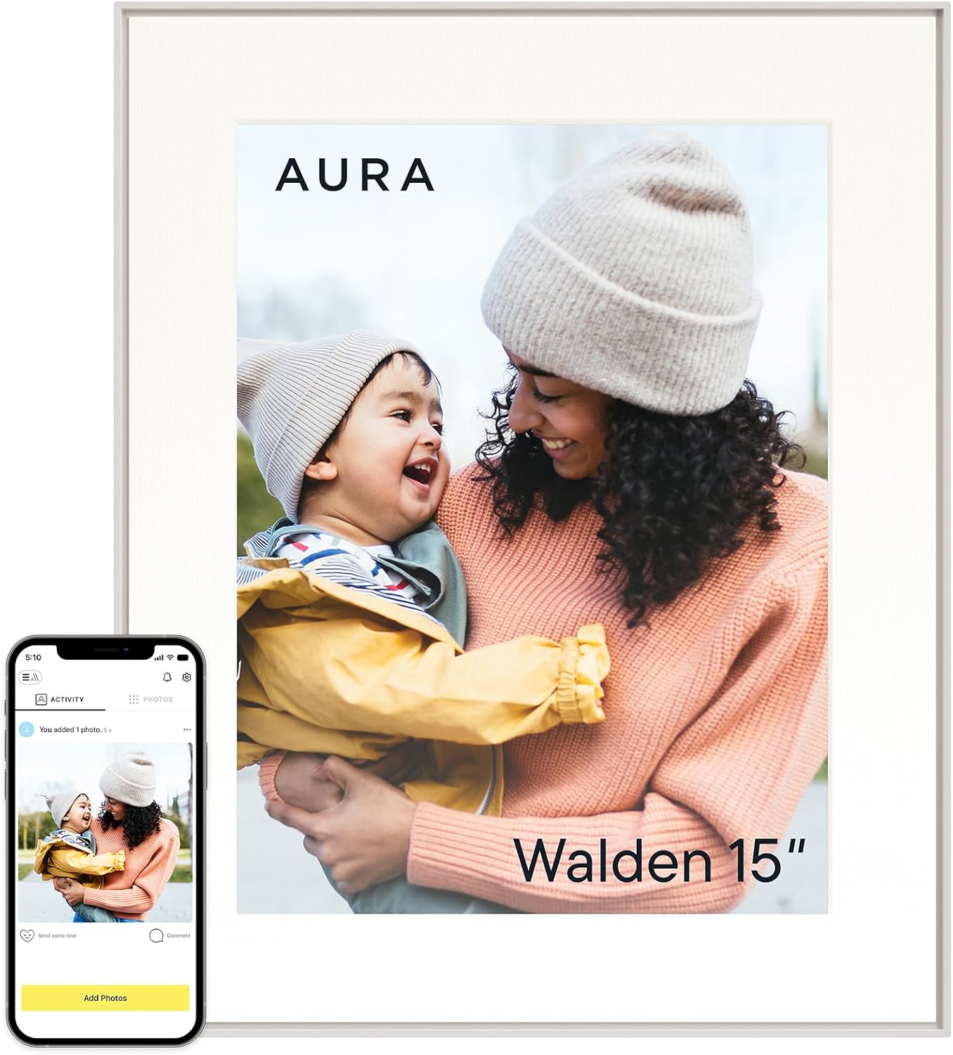 Aura Walden 15in WiFi Digital Picture Frame for Easy Sharing