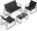 Gizoon 4 Piece Patio Furniture Set with Loveseat and Table - Compact