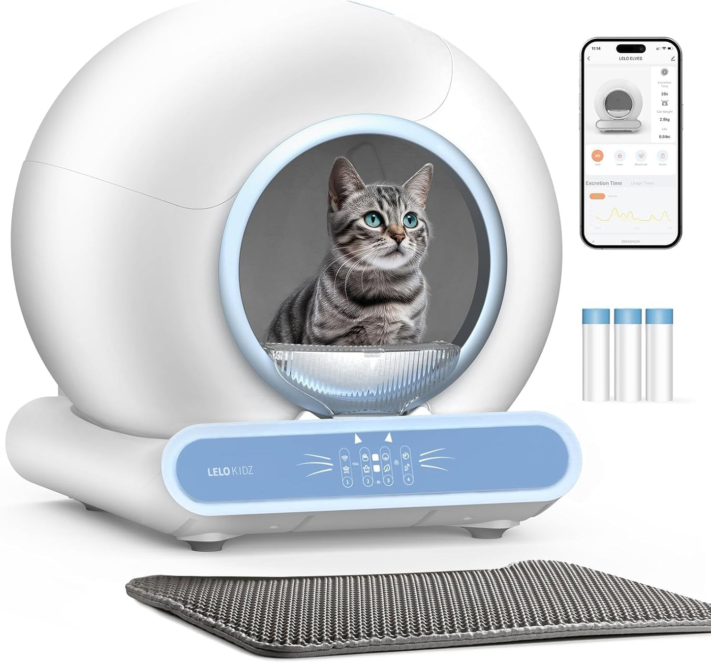Self Cleaning Litter Box with App Control for Multiple Cats